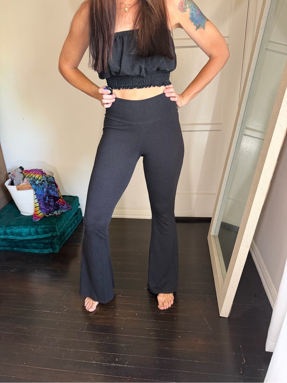 High-Waist Black Flare Yoga Pants